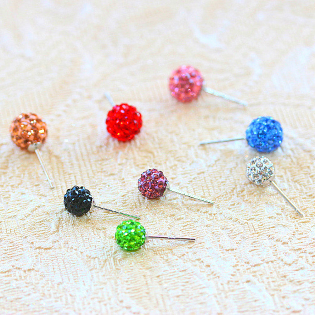 Women Fashion Rhinestone Inlaid Flower Bud Ball Ear Studs Fine Earrings Jewelry
