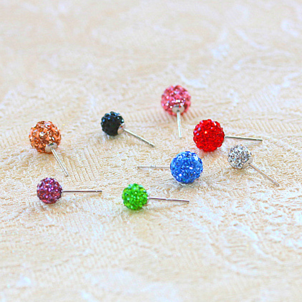 Women Fashion Rhinestone Inlaid Flower Bud Ball Ear Studs Fine Earrings Jewelry