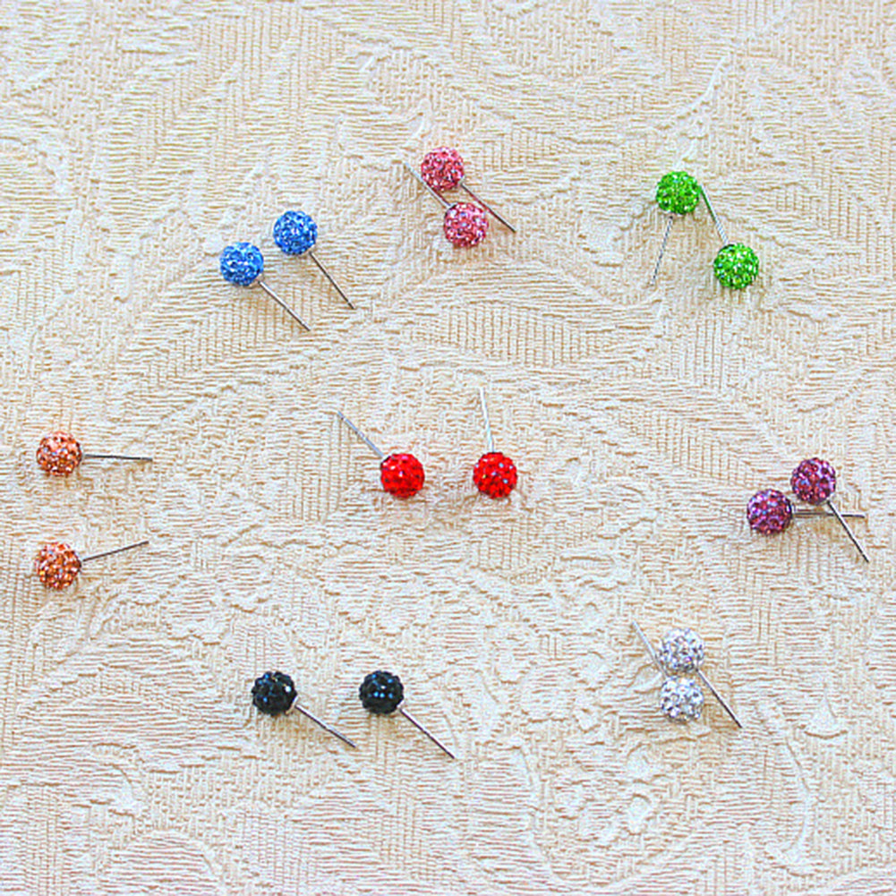 Women Fashion Rhinestone Inlaid Flower Bud Ball Ear Studs Fine Earrings Jewelry