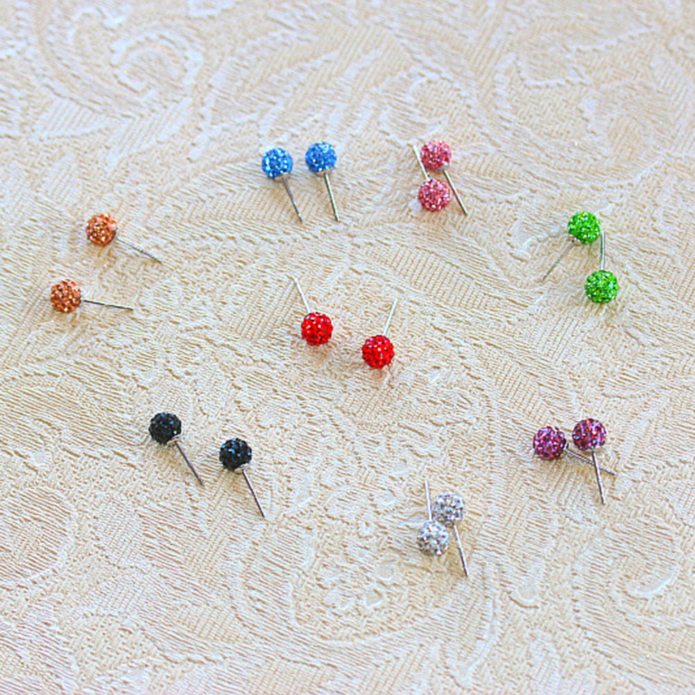 Women Fashion Rhinestone Inlaid Flower Bud Ball Ear Studs Fine Earrings Jewelry