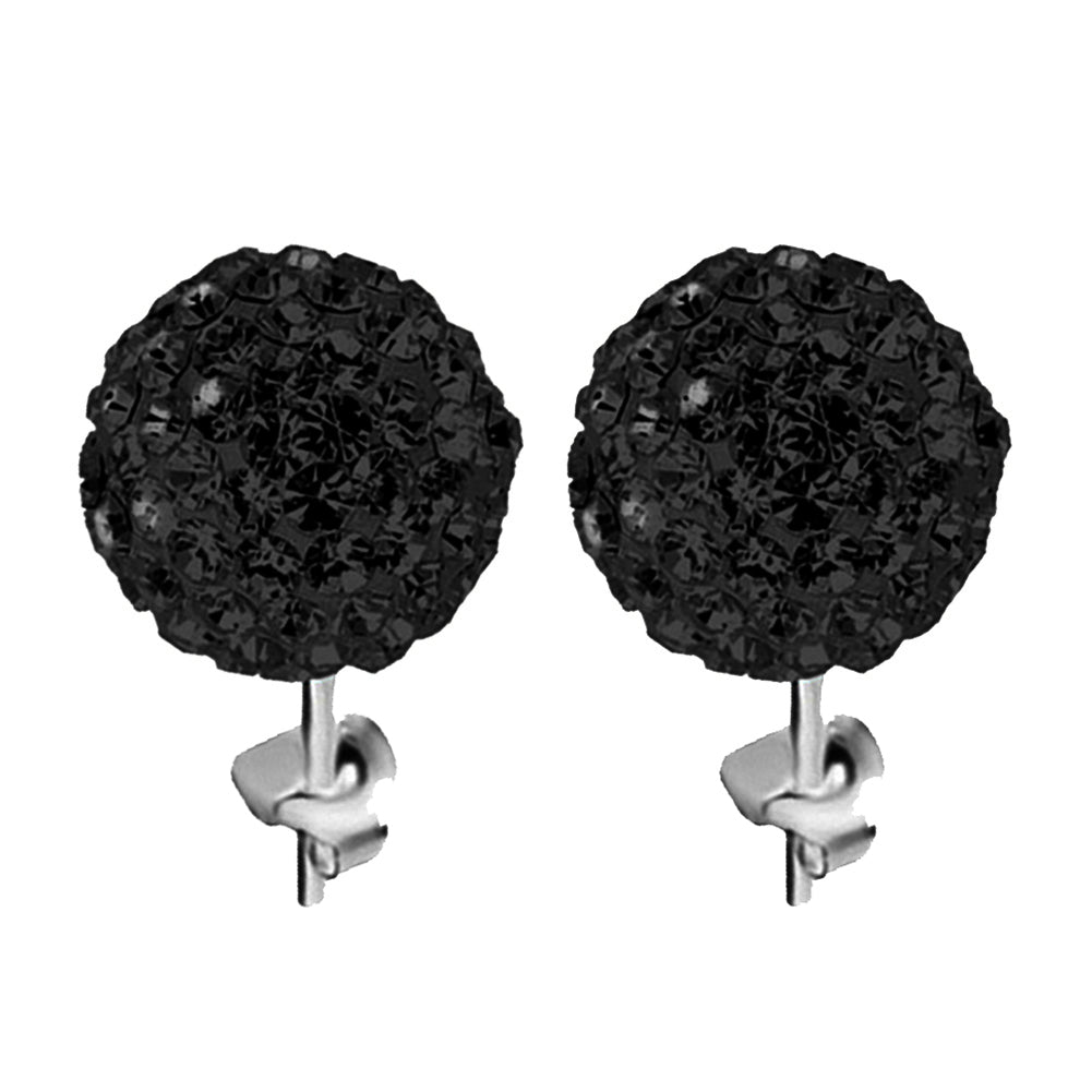 Women Fashion Rhinestone Inlaid Flower Bud Ball Ear Studs Fine Earrings Jewelry