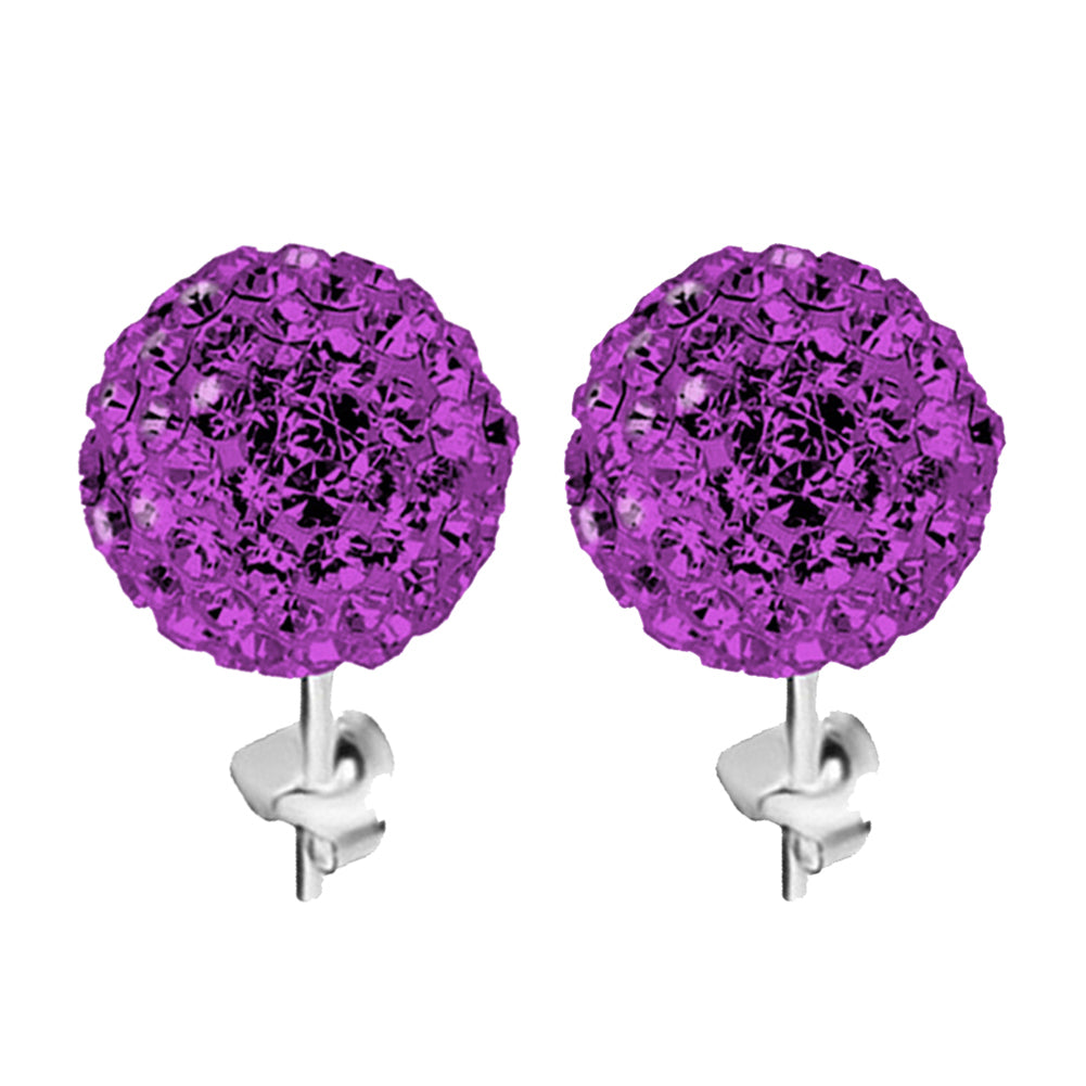 Women Fashion Rhinestone Inlaid Flower Bud Ball Ear Studs Fine Earrings Jewelry