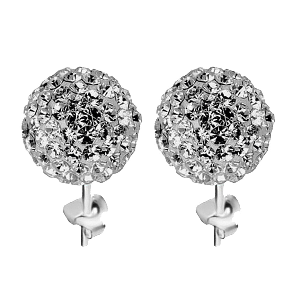 Women Fashion Rhinestone Inlaid Flower Bud Ball Ear Studs Fine Earrings Jewelry