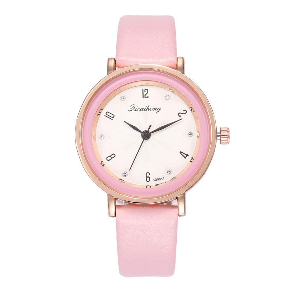 Women Fashion Rhinestone Inlaid Quartz Arabic Numbers Shopping Date Wrist Watch