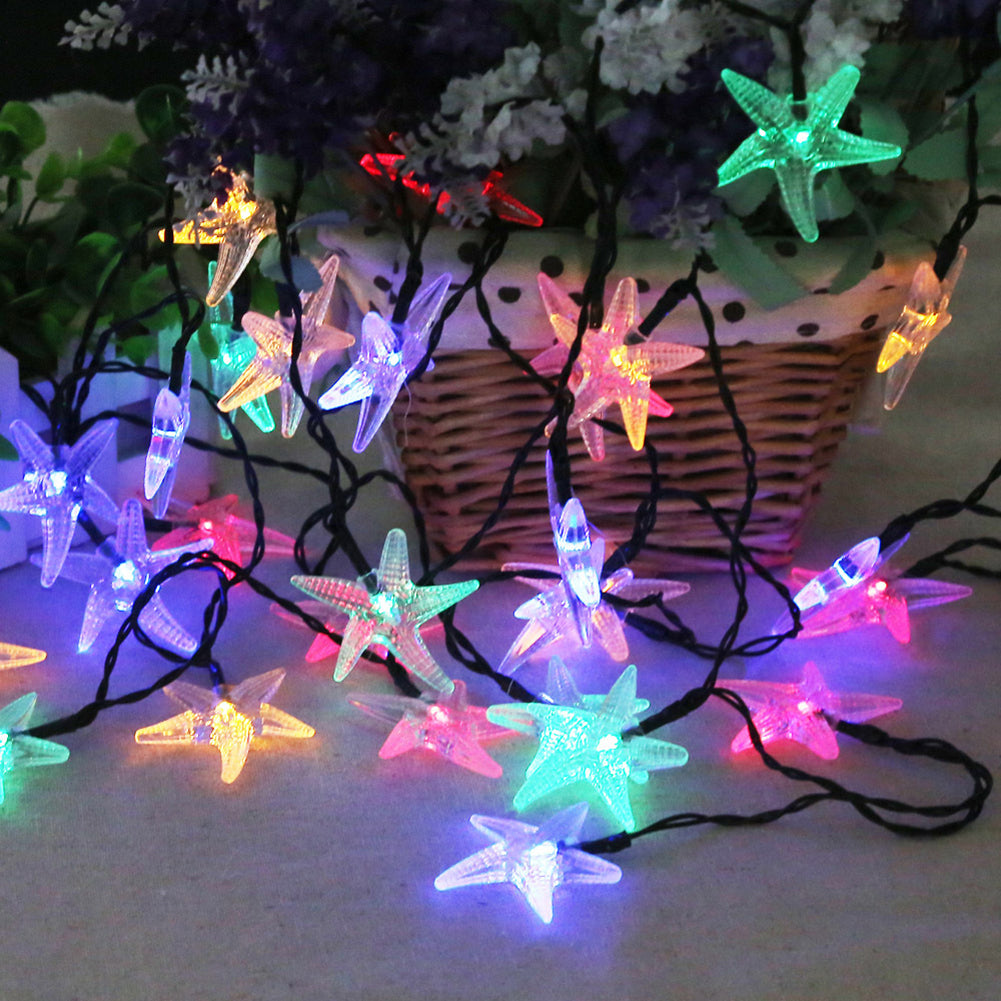 Solar 30 LED Starfish Fairy String Light Outdoor Tree Garden Christmas Decor