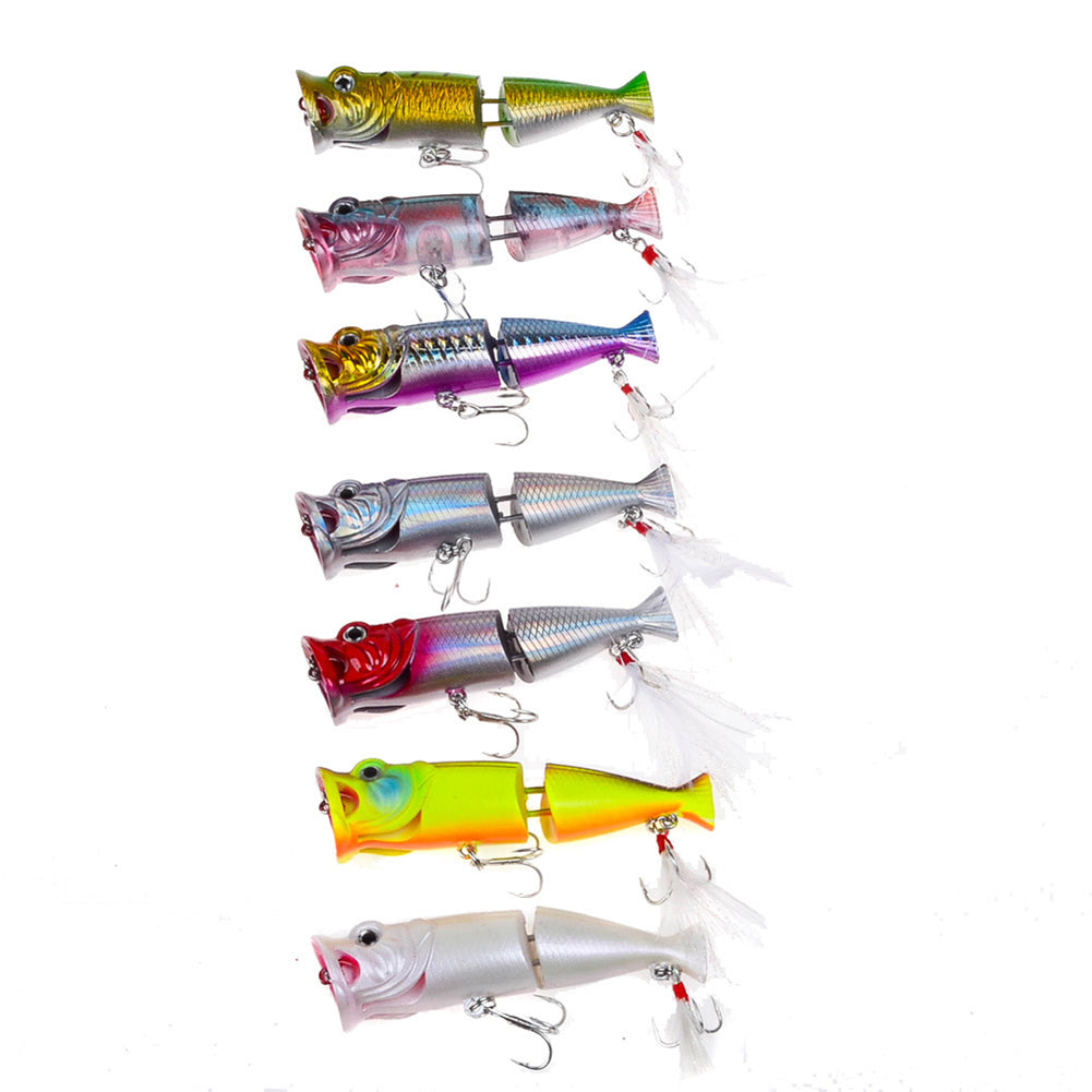 8cm Artificial Bait Bass Crankbait Wobblers Plastic Fishing Lures with Feather