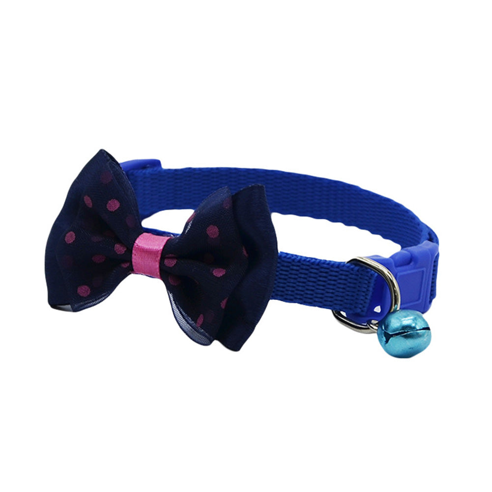 Cute Pet Cat Dog Puppy Adjustable Bowknot Bell Collar Party Necklace Neck Strap