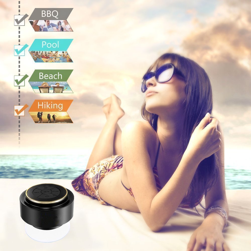 Waterproof Bluetooth Speaker, Shower Speakers Portable Wireless Dust-proof, Built-in Mini Mic and Hands-Free Speakerphone,Easily With All Your Bluetooth Devices