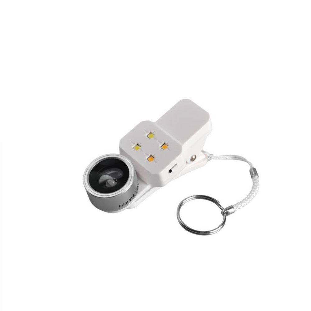 LED Filling Light Macro 198 Degree Fisheye Lens Phone Flash Wide Angle for iPhone Samsung Smartphone