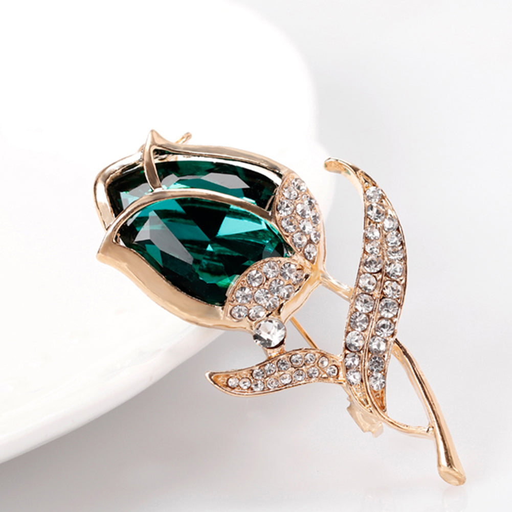 Women Fashion Rose Flower Rhinestone Brooch Pin Wedding Bridal Jewelry Accessory