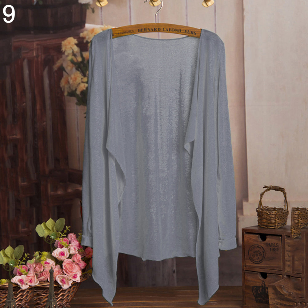 Women Fashion Summer Beach Sunscreen Casual Long Sleeve Cardigan Shawl Coat