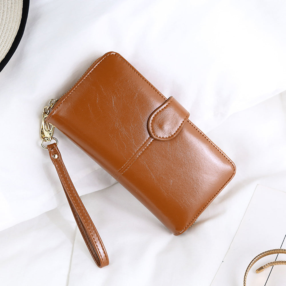 Women Fashion Faux Leather Purse Cash Card Storage Large Capacity Long Wallet