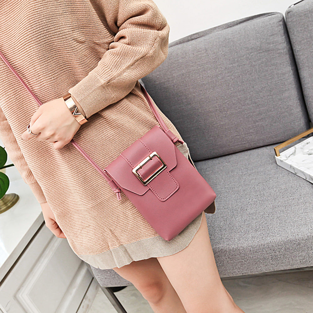 Women Fashion Small Faux Leather Cross Body Bag Shoulder Phone Solid Color Purse