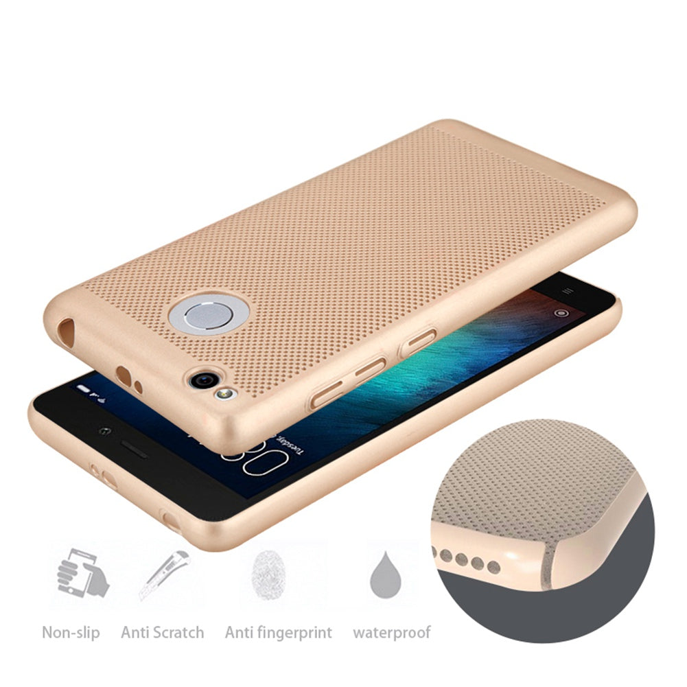 Utral Thin Xiaomi Redmi 3S Mesh Design Radiating Back Covers Super Light PC Hard Phone Case for Redmi 3S
