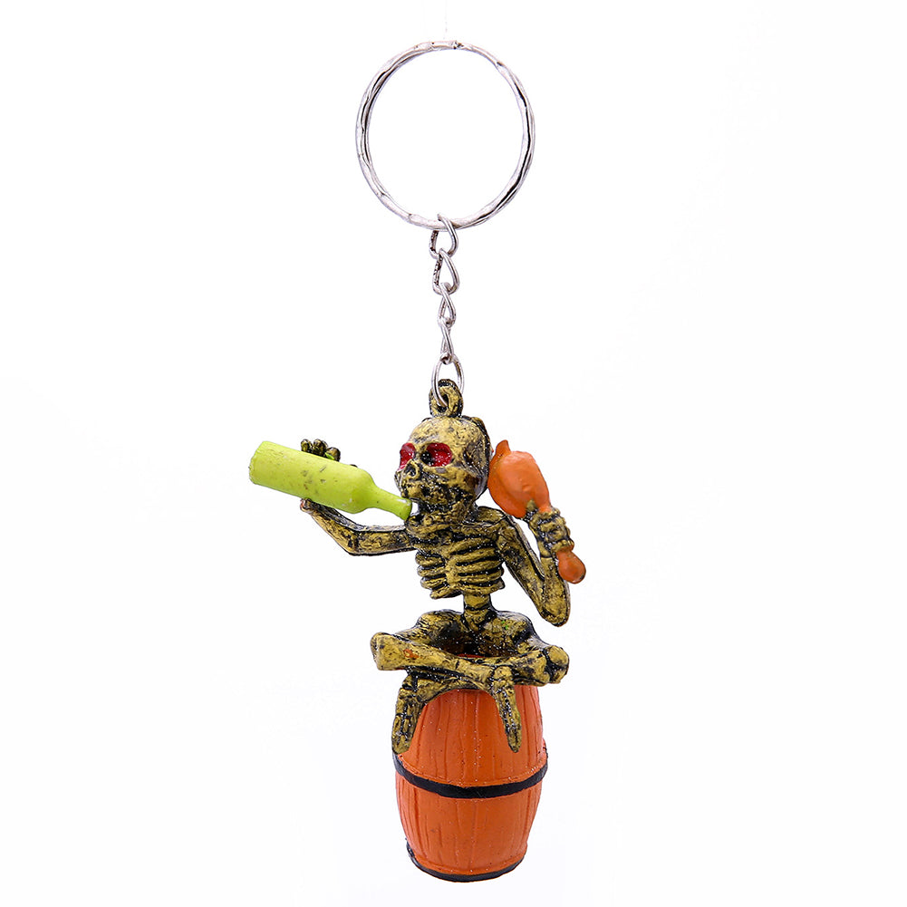 Wine Bottle Skeleton Pendant Funny Key Ring Backpack Purse Keychain Ornament