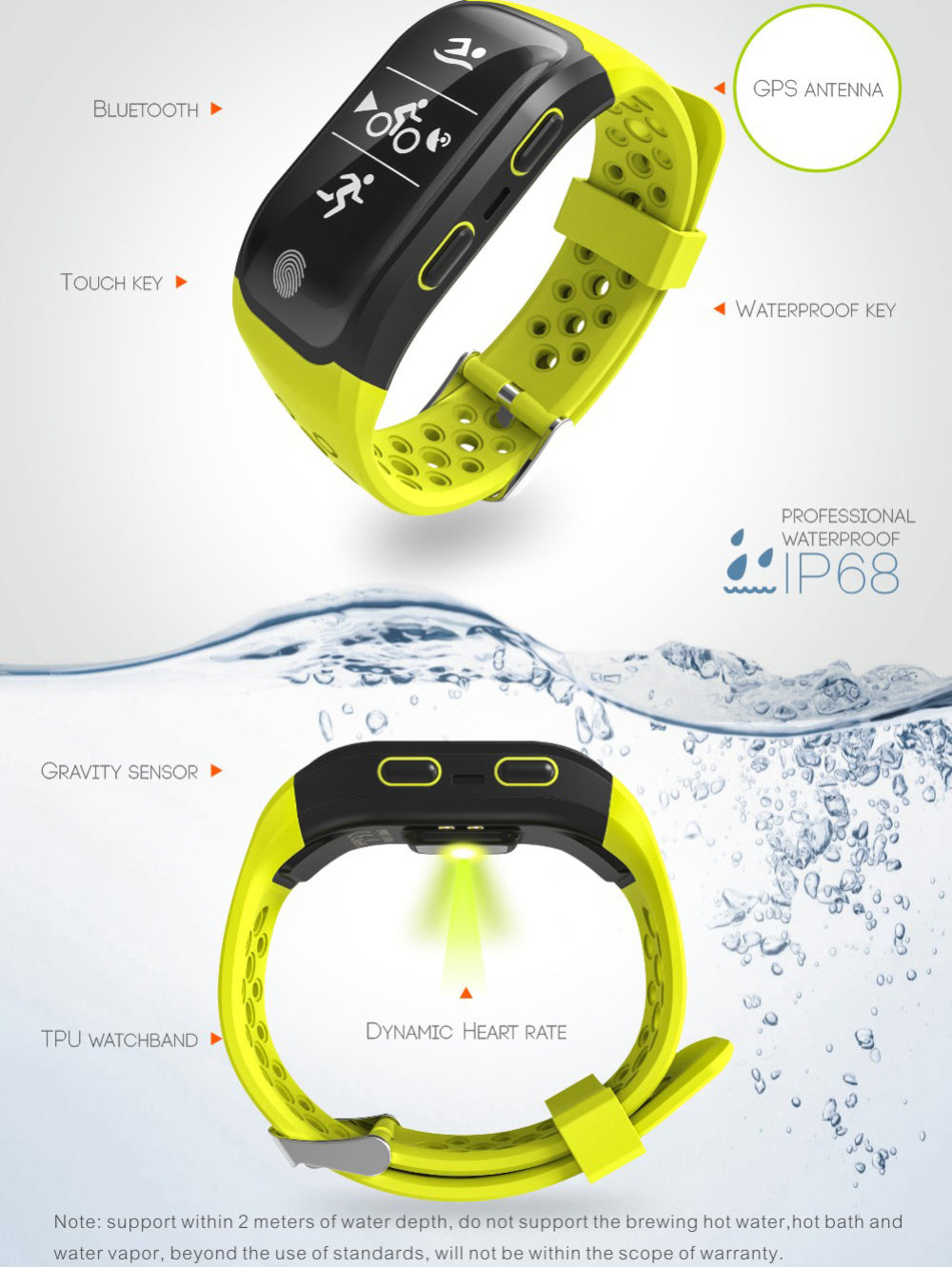 Newest S908 GPS Sport Smart Band Heart Rate IP68 Waterproof Sleep Monitor Pedometer Smart Bracelet For Android IOS Phone