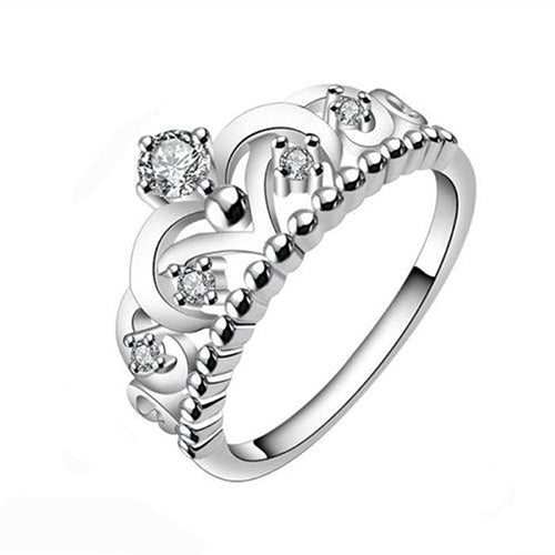 Woman Fashion Rhinestone Pretty Crown Princess Knuckle Finger Ring Jewelry