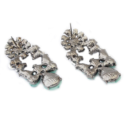 Women Fashion Party Jewelry Multicolor Resin Drops Crystal Flower Earrings Studs