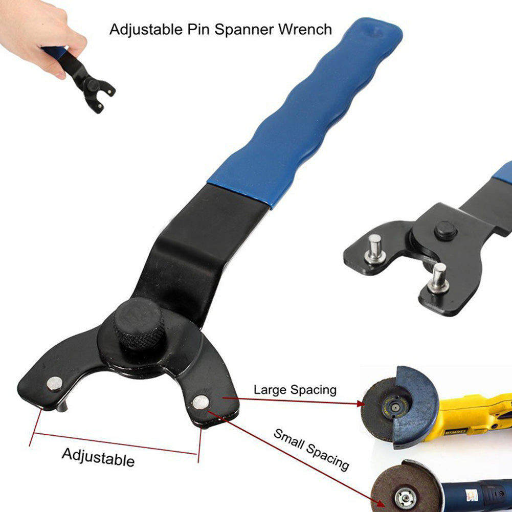 Adjustable Pin Spanner Wrench for Angle Grinder Hubs Arbors Tool Steel Durable