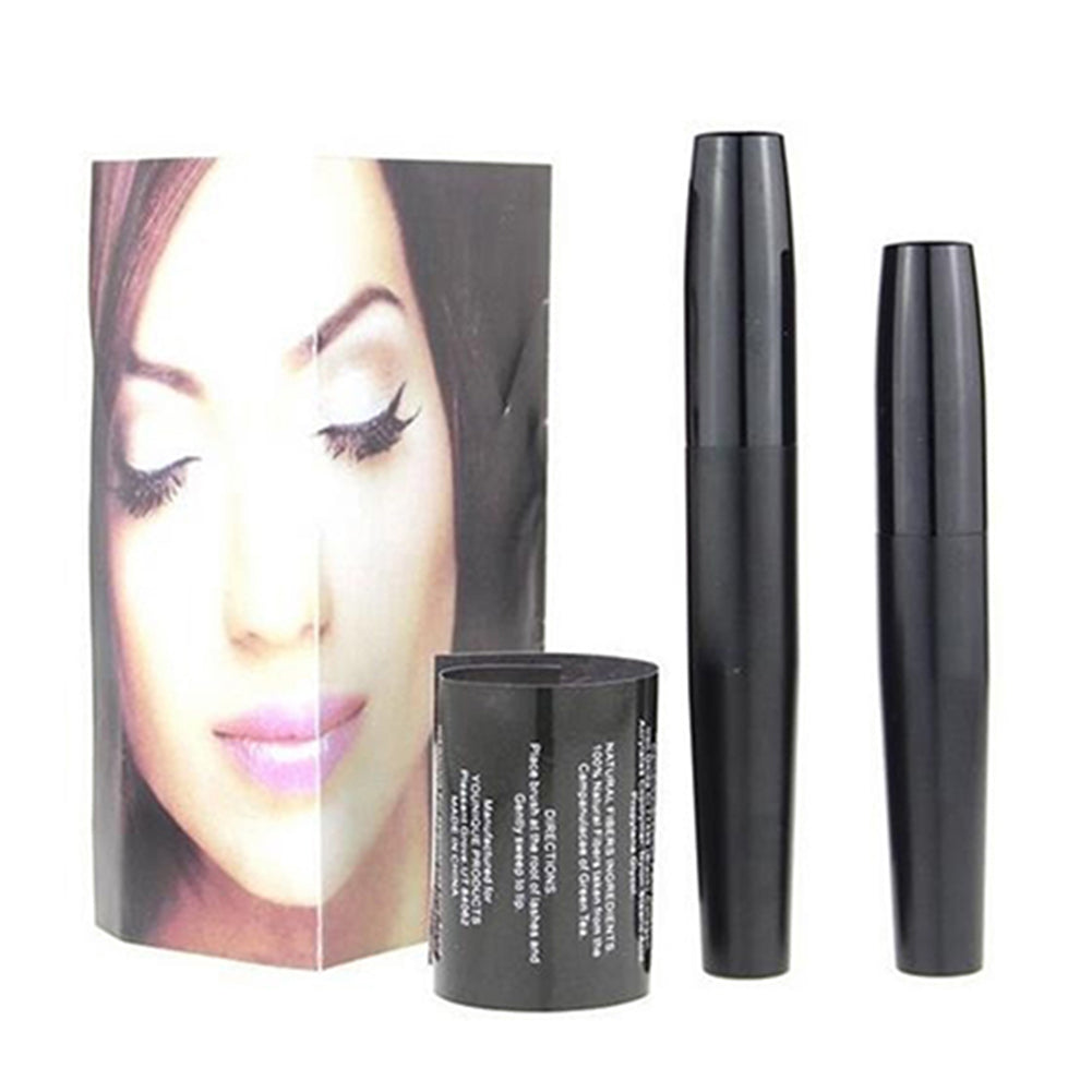 2Pcs Makeup Eyelash Long Curling Fiber 3D Mascara Eye Lashes Extension Black Set