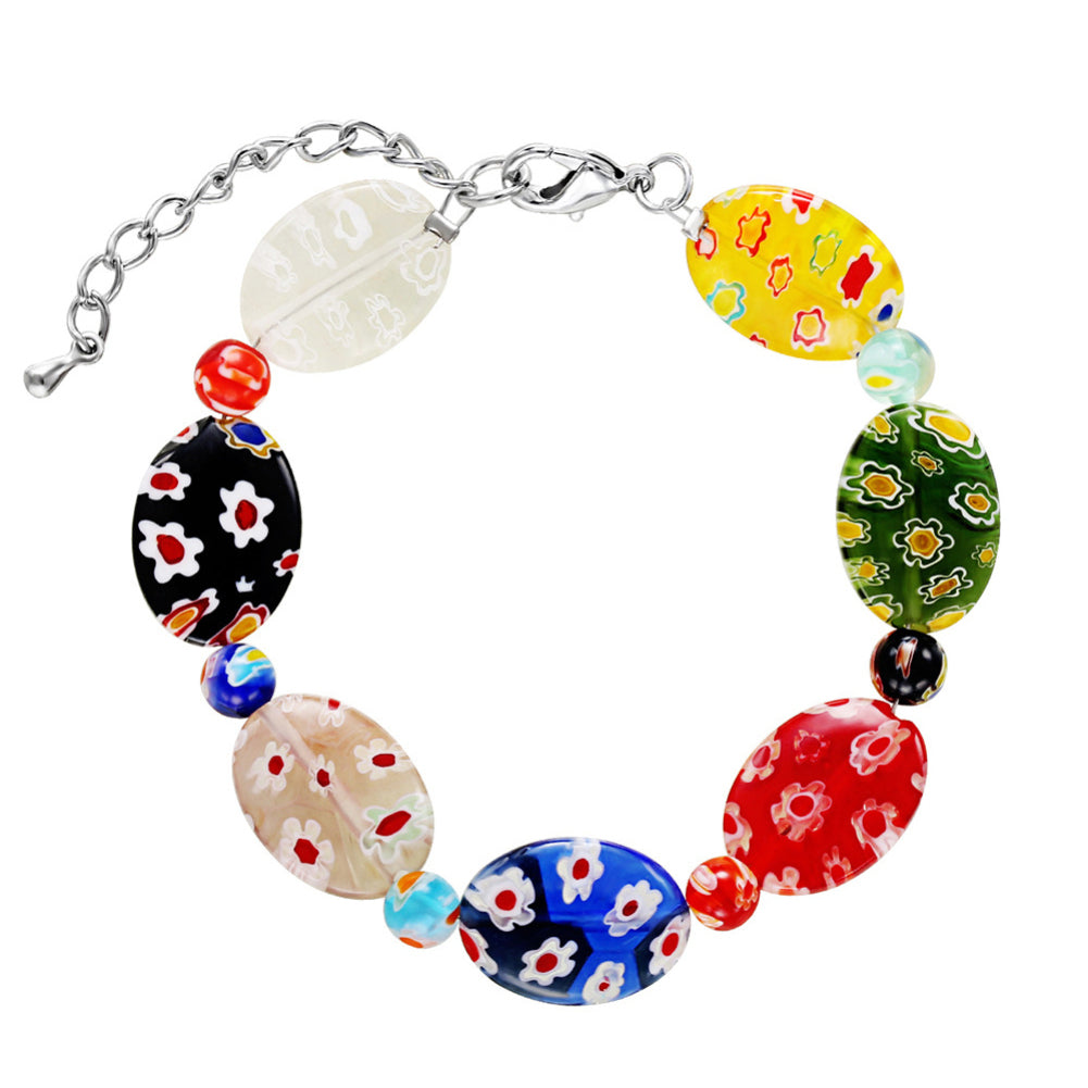 Women Fashion Cherry Flower Floral Colored Glaze Bracelet Bangle Jewelry Gift