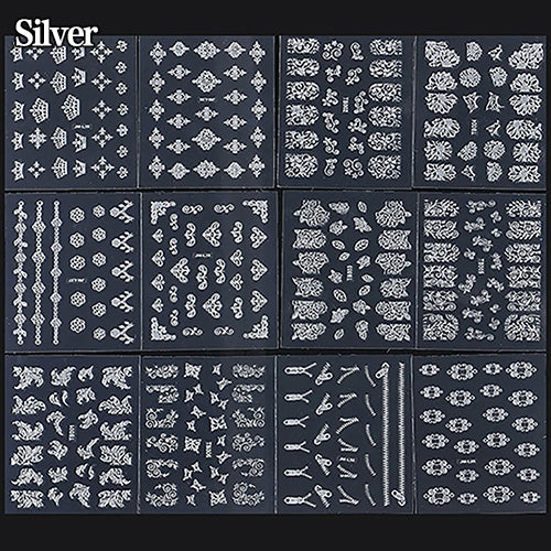 12Pcs Flower Santa Claus 3D Nail Art Sticker Christmas Manicure Decoration Decal