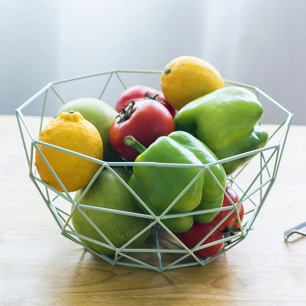 Modern Geometric Wire Basket Fruit Storage Bowl Tableware Display Rack Holder