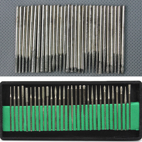 30Pcs Diamond Burr Bits Drill for Glass Stone Engraving Etching Rotary Tool Set