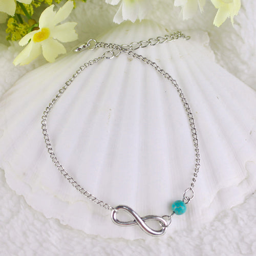 Bohemian Bead Infinity Charm Chain Anklet Bracelet Beach Sandal Barefoot Jewelry