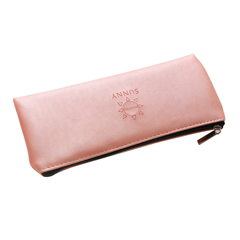 Sunny Faux Leather Pen Pouch Pencil Case Stationery Storage Bag Student Gift