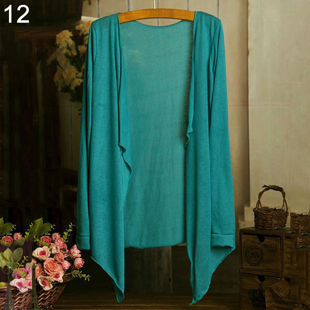 Women Fashion Summer Beach Sunscreen Casual Long Sleeve Cardigan Shawl Coat