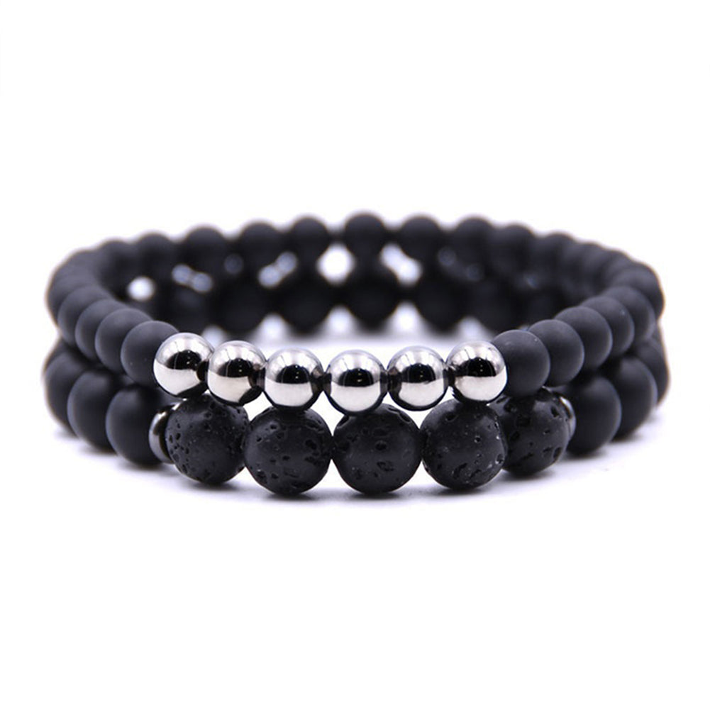 2Pcs Unisex Club Pub Jewelry Fashion Natural Stone Buddha Yoga Bracelets Set