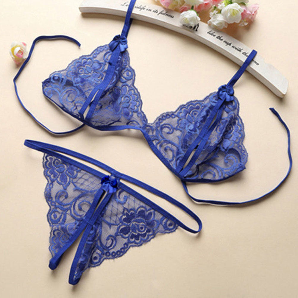 Women Fashion Sexy Babydoll Sleepwear Underwear Bra G-string Open Crotch Gift