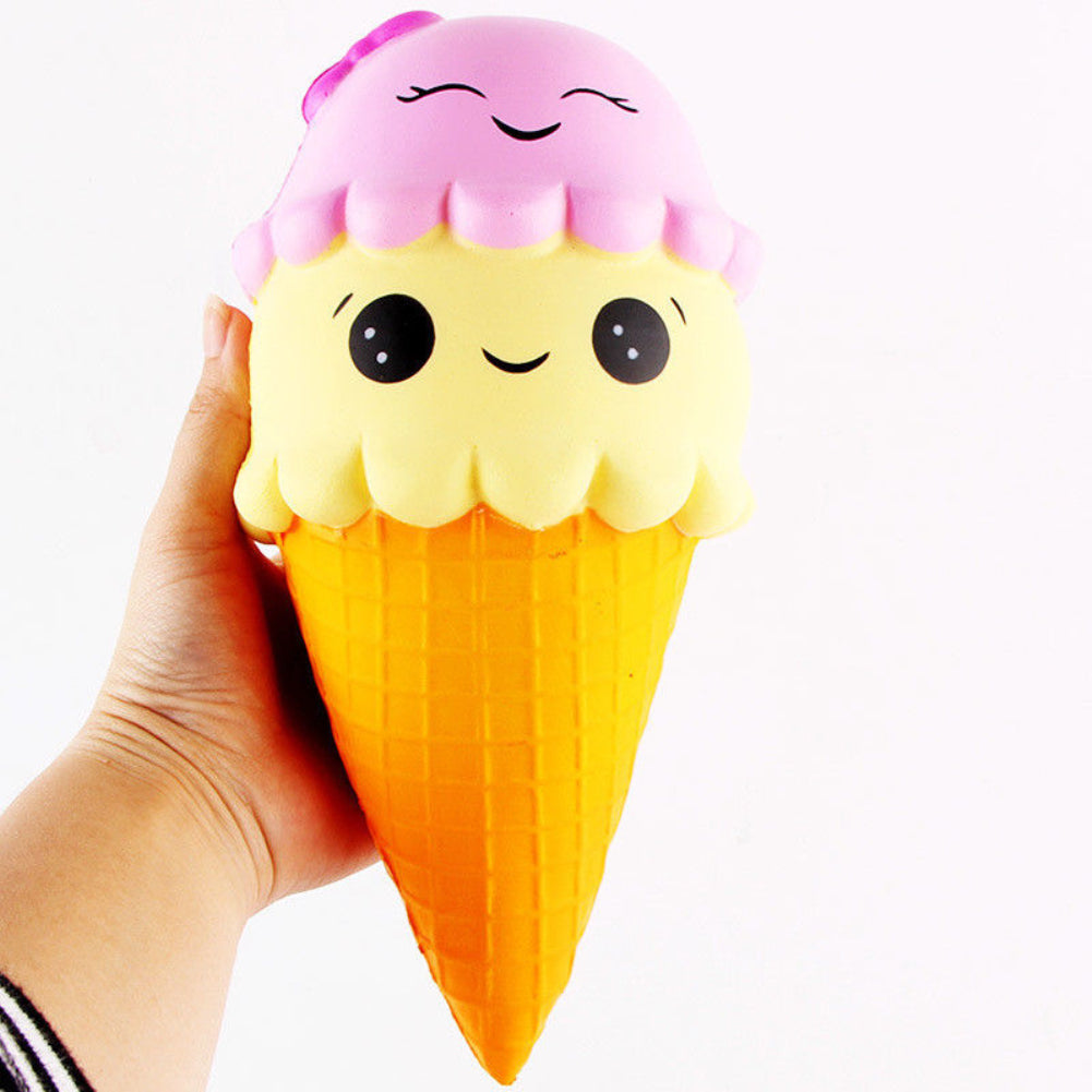 Cute Large Ice Cream Cone Slow Rising Soft Squeeze Stress Reliever Toy Decor