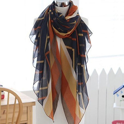 Women Fashion Polyline Voile Winter Autumn Warm Soft Casual Wrap Long Scarf