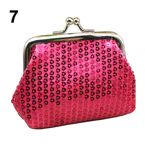 Fashion Women Sequins Buckle Mini Change Coin Purse Clutch Handy Wallet Bag
