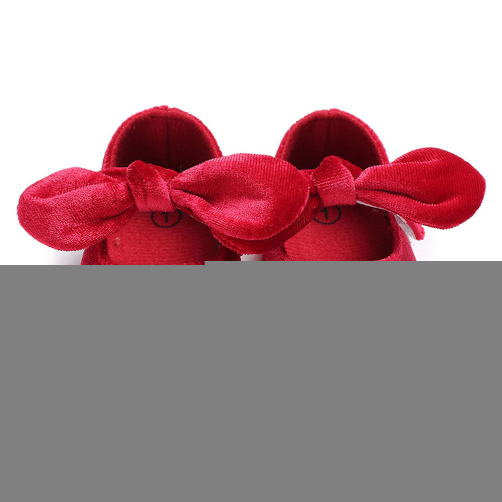Cute Baby Girls Princess Bowknot Solid Color Soft Sole Shoes Prewalker Footwear