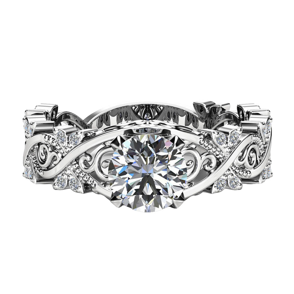 Fashion Hollow Thorn Shiny Rhinestone Engagement Gift Ring Women Finger Jewelry