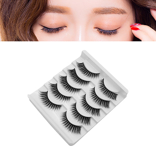 Women 5 Pairs Luxury Makeup 3D False Eyelashes Cross Natural Long Eye Lashes