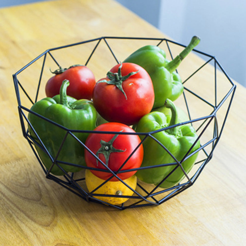 Modern Geometric Wire Basket Fruit Storage Bowl Tableware Display Rack Holder