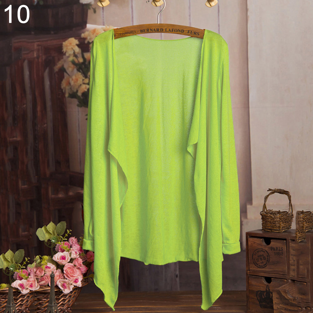 Women Fashion Summer Beach Sunscreen Casual Long Sleeve Cardigan Shawl Coat