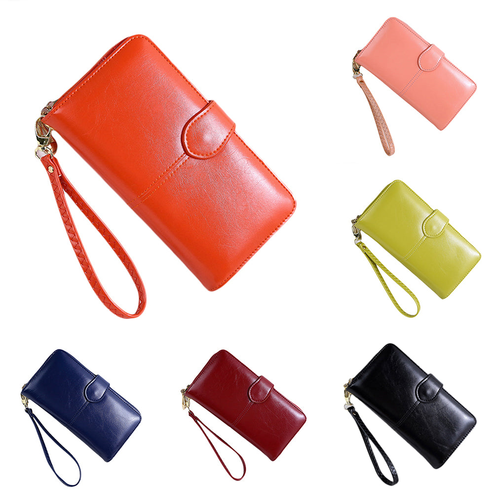 Women Fashion Faux Leather Purse Cash Card Storage Large Capacity Long Wallet