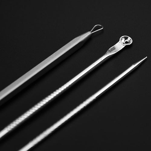3 Pcs Stainless Steel Blackhead Comedone Blemish Acne Extractor Remover Tool Set