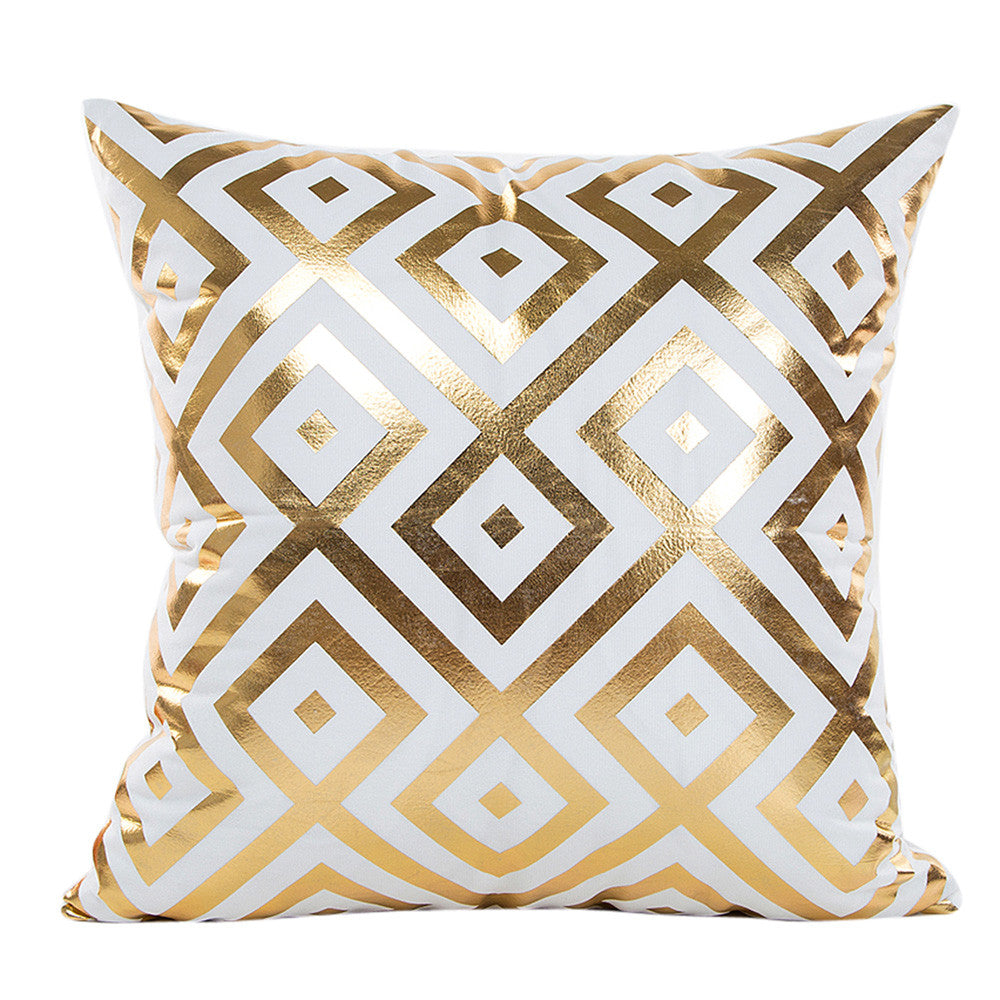 Gold Foil Printing Pillow Case Sofa Waist Throw Cushion Cover Home Decor