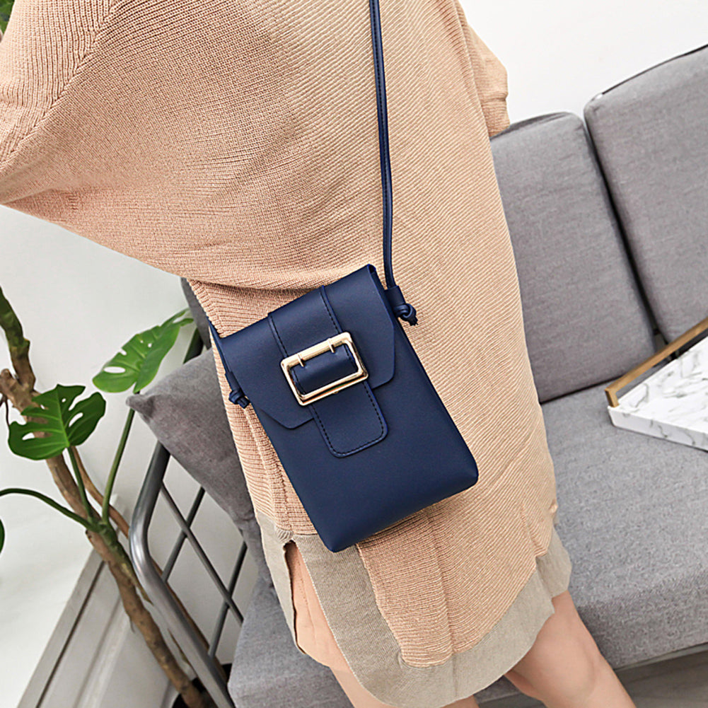 Women Fashion Small Faux Leather Cross Body Bag Shoulder Phone Solid Color Purse