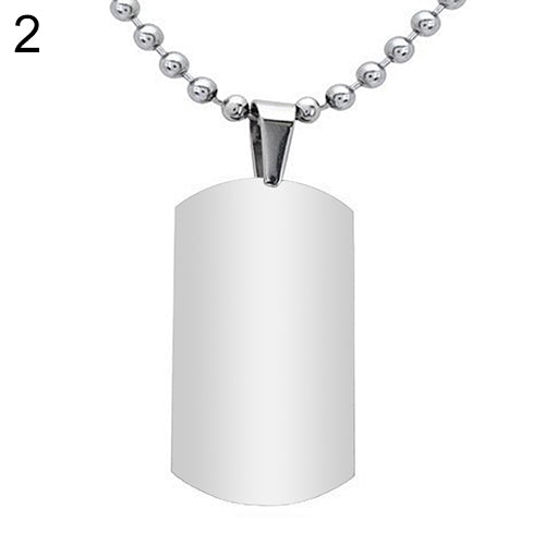 Men's Women's Punk Fashion 316L Stainless Steel Polished Rectangular Dog Tag Necklace
