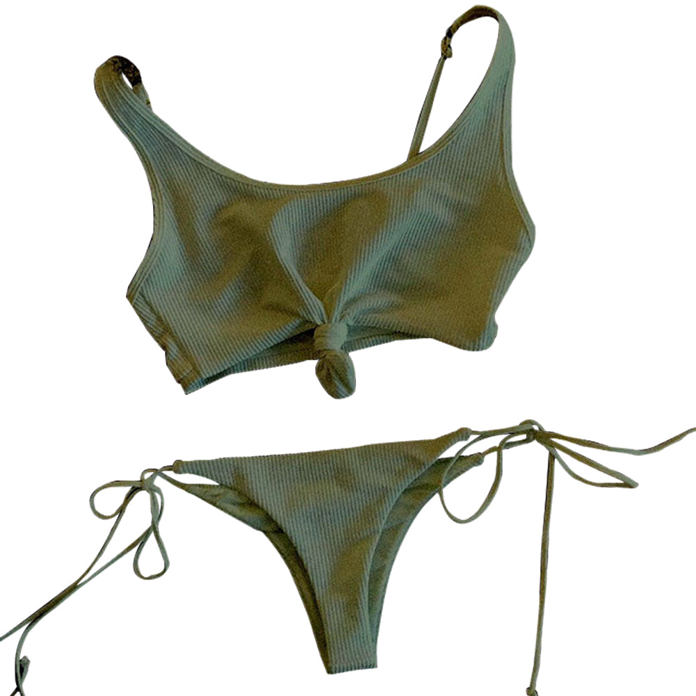Fashion Women's Bikini Set Bandage Push Up Bra Briefs Solid Color Beachwear