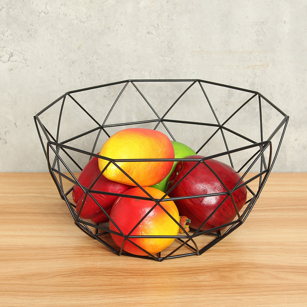 Modern Geometric Wire Basket Fruit Storage Bowl Tableware Display Rack Holder