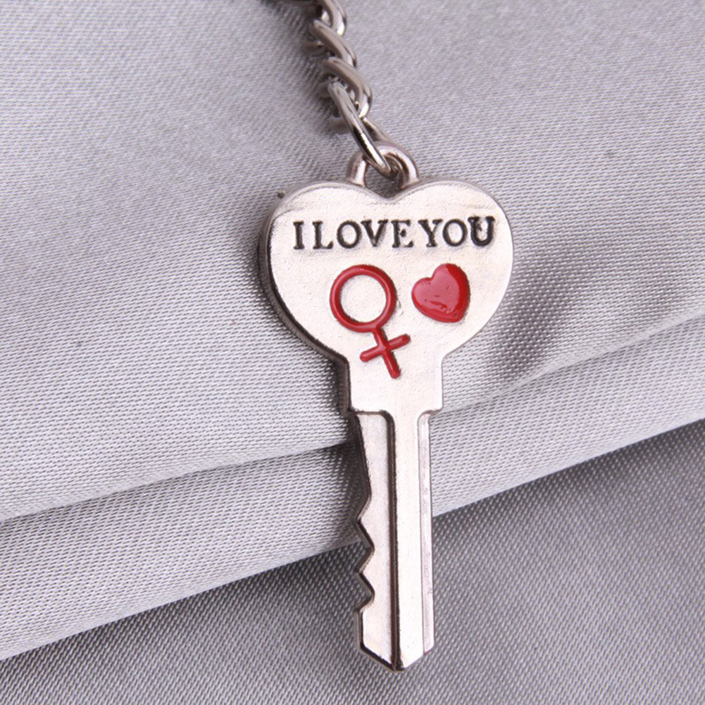 Romantic Couple Keychain Keyring Keyfob Valentine's Day Lover Gift Heart Key Set