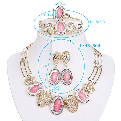 Wedding Bridal Women's Drop Pendant Chain Necklace Bracelet Earrings Ring Set